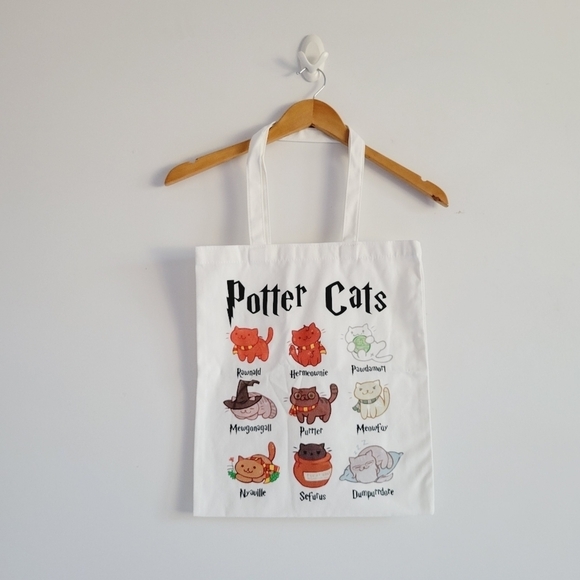Harry Potter Theme Cat Canvas Tote - Picture 1 of 6